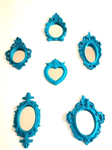 Conjunto 6 espelhos turquesa